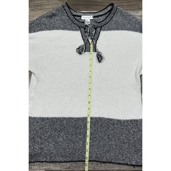 Christopher & Banks Womens Black White Tassel Pullover Sweater Short Sleeve XL - Picture 12 of 14